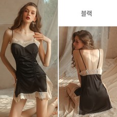 디모어 란제리 여성용 셔링 레이스 슬립 + 티팬티 세트