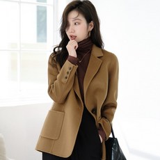 프리미엄 양면 캐시미어 코트 여 쇼트 2023년 봄 몸매 모직 코트 럭셔리 슈트69212
