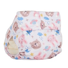 ABDL 기저귀 성인용 프린트 기저귀 유니 - 핑크 및 화이트 누출 방지 곰 포함 흡수력이 뛰어난 기저귀 성인용 기저귀 커버/랩 ABDL 일본 표준