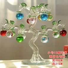크리스탈 미니어처 사과나무 인테리어 장식품, 18. 3cm 투명 커브드