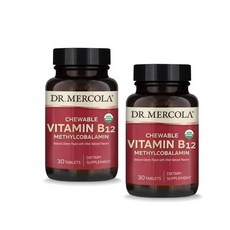 닥터머콜라 활성비타민 츄어블 비타민 B12 메틸코발라민 믹스 체리 30 타블렛 Dr. Mercola Chewable Vitamin B12, 2개