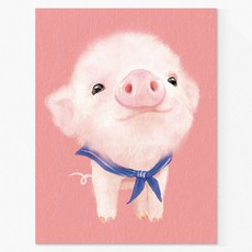 [인메이블] 아이방 인테리어 액자 토끼 돼지 동물 일러스트 풍수 그림, 06.[I] 핑크돼지, 중소형10호[41x53cm]