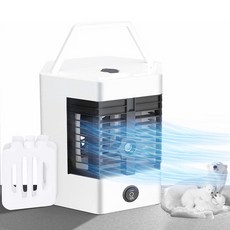 소형 냉풍기 미니 숙소 무음 냉풍기 가정용 사무실 책상 수냉 에어컨 선풍기, 흰색, USB 플러그인
