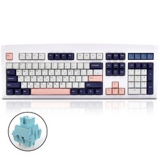 큐센 SEM-DT35 104 PBT 리니어 스위치 풀윤활 유무선 기계식 블루투스 가스켓방식 게이밍 키보드, 제조사축, 화이트, 민트축