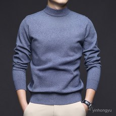 ZIQI 울 스웨터 남성용 울 하프 터틀넥 멀티 컬러 캐주얼 솔리드 컬러 베이스 스웨터