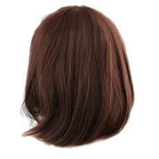 FWT 여자 보보 짧은 머리 가발 어깨 길이 직선 갈색 가발 앞머리, 1개, As Described
