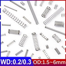 토션스프링 스프링팜 0.2mm/0.3mm 와이어 직경 소형 압축 스프링 304 스테인레스 스틸 버퍼 리턴 숏 해제 압력 Y 형, [00] 0.3mm Wire diameter, [08] 4.0mm Outer diameter, [00] 50mm Length (10Pcs)