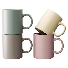 Kie基本款素色粉彩馬克杯 4件組, 1組, 奶油色,灰褐色,薄荷灰,粉紅色