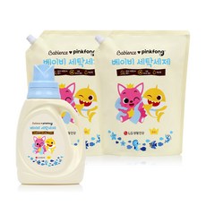 베비언스 [베비언스] 핑크퐁 베이비 세제 (용기) 1500ml 1개 + 세제(리필) 2200ml 2개, 1세트