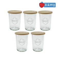 [WECK] 850ml (No743) 유리병+PE뚜껑 5개, PE베이지 5개