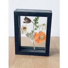 수공예 말린꽃보관 압화 원목 결혼선물 말린부케액자, 시크릿가든(5인치 정사각형 완제품과 액자)