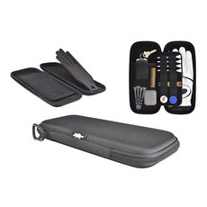 Platypus 골프 Co. Caddie Case 경첩이 달린 뻣뻣한 셰이퍼가 있는 장갑 홀더 휴대폰 티 디봇 도구 볼 마커용 보관 슬롯이 있는 하드 케이스 프로텍터 및 오거, Right Hand (For Lefty Golfers), Black, Black