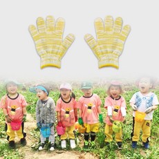 장갑이네 꼬마손 어린이 국산 체험 색사 면장갑 노랑, 노랑 S(만5세 이하), 10개