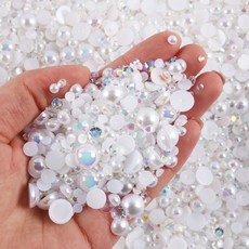 및 아트 DIY 송진 페이스 라인석 백 믹스 플랫 비즈 진주 네일 텀블러 라인석 공예, Set-15, 30g, 1개