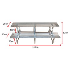 거실 화분정리대 삿수마스 봉쥬르하우스 식물장 스테인리스 화대 계단식 선반 베란다 실내 철예 실외 착지식 다층정원 다육선반, 08 2단 넓이 2단 넓이150센티미터 길이