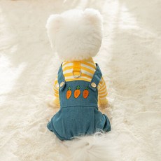 코포강아지 고양이 당근청바지올인원멜빵티셔츠, 당근청바지 L