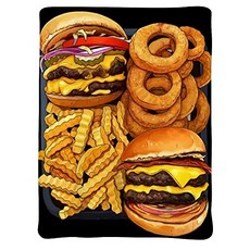 EOM 햄버거 튀긴 음식 [Hamburger Fries Food13- 60"x50" for Teens Traval] - E052908CDZB9D87, 기본
