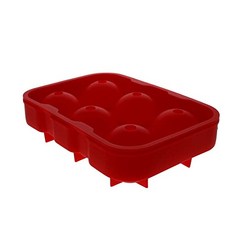 Utoolmart 6 캐비티 실리콘 하키 퍽 몰드 뚜껑이있는 큰 아이스 큐브 트레이 하키 기계 조합 원형 몰드 구형 몰드 스퀘어 바 실리콘 아이스 하키 머신 볼 몰드 레드