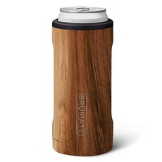 BrüMate 홉슐레이터 슬림 이중 벽 스테인리스 스틸 단열 캔 쿨러 355ml 캔용 매트 블랙118613, Walnut 16 oz, 1개