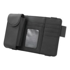 자동차 선 바이저 보관함 차량 인테리어 액세서리 프리미엄 사용하기 쉬운 트럭 SUV 용 다기능 자동차 바이저, 검은색, 15cmx25cm, PU 가죽, 1개