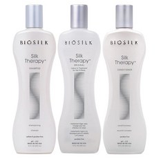 Biosilk 실크 테라피 3종 키트 샴푸 컨디셔너 및 세럼 구성, 헤어 클리너 컨디셔너, 1개