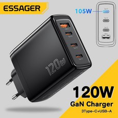 고속 usb 타입 충전기 어댑터 접지 Essager GaN USB C타입 노트북 100W PD 충전 맥북 에어 M1 M2 프로폰 삼성 호환 65W 태블릿 휴대폰 120W, 02 UK Black A 3C