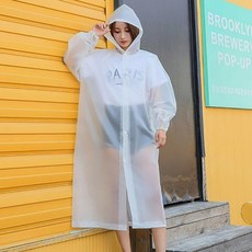여성비옷 레인코트 패션우비 EVA 판초우의, 화이트, 1개
