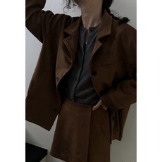 [블랙 당일] deondo 드온도 소뿔 스웨이드 하프 자켓(2col)