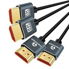 Ultra Thin HDMI 케이블 1.6FT 2 팩 슬림하고 유연한 8K 4K 케이블HDMI Cord 지원 4K120Hz 8K60Hz 48Gbps Roku TVHDTVPS5Blu, 1.6FT_2-PACK, 2개