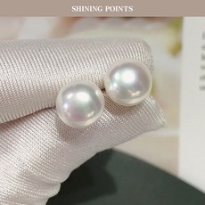 샤이닝포인츠 천연 담수 진주 순은 고광택 진주 귀걸이