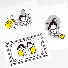 일러스트 미니 행운 럭키 부적 엽서 postcard 인테리어, 1 미니미니 뾰로