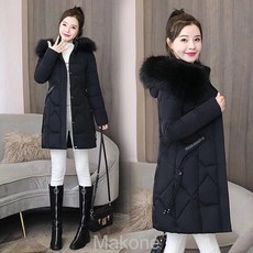 Makone여자 겨울 코트 롱 코트패딩 솜옷 여자 신상판 슬림 중장 솜옷 여자 털깃 솜저고리 외투 후드 대외 무역