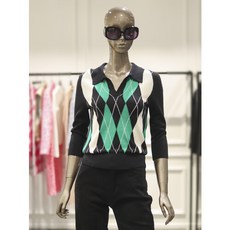 [AK PLAZA] [제시뉴욕]블랙멀티 아가일 카라니트MD15NRKO5990