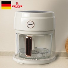 크루거 글라스 에어프라이어 에어프라이기 식기세척기 사용 3.5L 간편세척, 아이보리