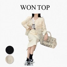 WT9449[원탑WonTop] 여성 빅사이즈 샤넬풍 자켓 치마 스커트 여성의류 세트