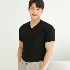 남자브이넥반팔니트