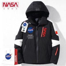 남자 패딩 NASA 공동 브랜드 우주 비행사 다운 남성 겨울 새로운 야외 스키복 두꺼운 오프 시즌 커플
