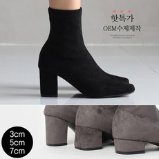 바닐라슈 엘린스 스웨이드 인사이드ZIP 쿠션 스판앵클부츠(3cm 5cm 7cm)