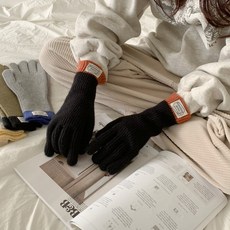 블루씨티 스마트폰 터치 가능 썸띵 베러 패치 니트 배색 핑거홀 손가락 장갑