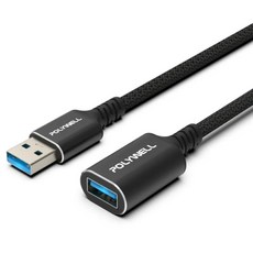 POLYWELL 寶利威爾 黑金剛 USB3.2 Type-A 公對母延長線, 2m, 1條