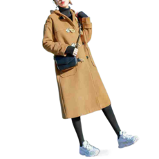 떡볶이 코트 여자 하프 모직 코트 후드 코트 23705