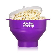오리지널 Proper Popper 전자레인지 팝콘 팝퍼 실리콘 팝콘 메이커 접이식 그릇 BPA 프리 및 식기세척기 사용 가능 핑크, Purple, 1개, 7) 퍼플