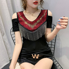라틴 레이스 라인 댄스 시스루 밸리댄스복장 수술장식 여자댄스강사옷, M, 검정
