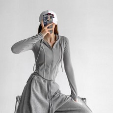 Deeptown 여성용 빈티지 집업 후드 Y2k 한국 패션 스트리트웨어 스웻셔츠 튜닉 크롭 카디건 여성 기본 캐주얼 상의