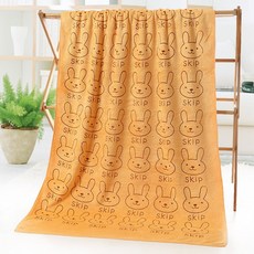 셀럽샵 초극세사타월 극세사수건 초극세사타올 목욕타월 MICROFIBERBEACHTOWELCARTOONPRINTEDTOWEL, 토끼의 머리 누런색 엘로우, 70x140cm