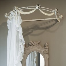 메종 매그놀리아 빈티지 엔틱 베이지 침실 침대 커튼 장식 캐노피 커튼 악세사리, 1개