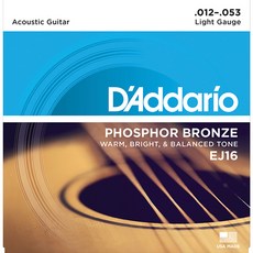 다다리오 어쿠스틱 기타 줄 통기타줄, Phosphor Bronze 012-053 (EJ16), 1개