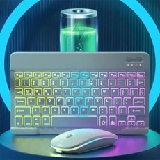 블루투스 호환 레인보우 백라이트 키보드 태블릿 안드로이드 iOS 윈도우용 무선 마우스 아이패드 휴대폰용, 01 English WHITE