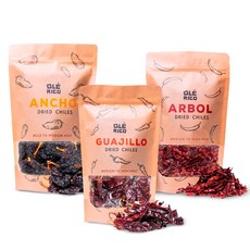 4 Ounce (Pack of 3) Spicy Set Dried Chile Peppers Bundle (12 oz Total) - Ancho Guajillo and Arbo, 1개, 408.23g