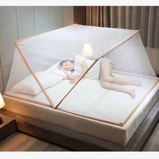 다용도 간편한 접이식 모기장 침대 침실 캠핑 이너테트 차박, 135x190x80 1.5m [커피], 1개